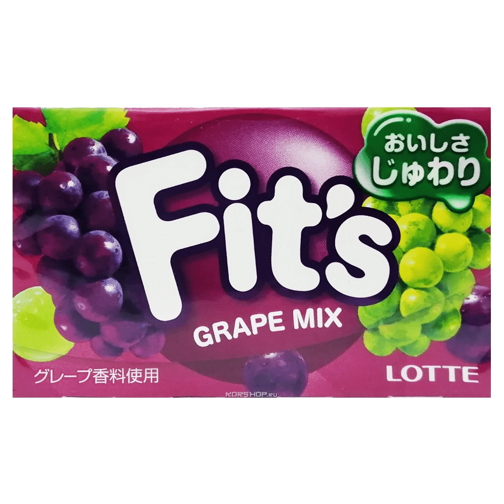 Жевательная резинка Виноградный Микс Fit's Lotte, Япония, 24,6 г Жевательная резинка Виноградный Микс Fit's Lotte, Япония, 24,6 г
