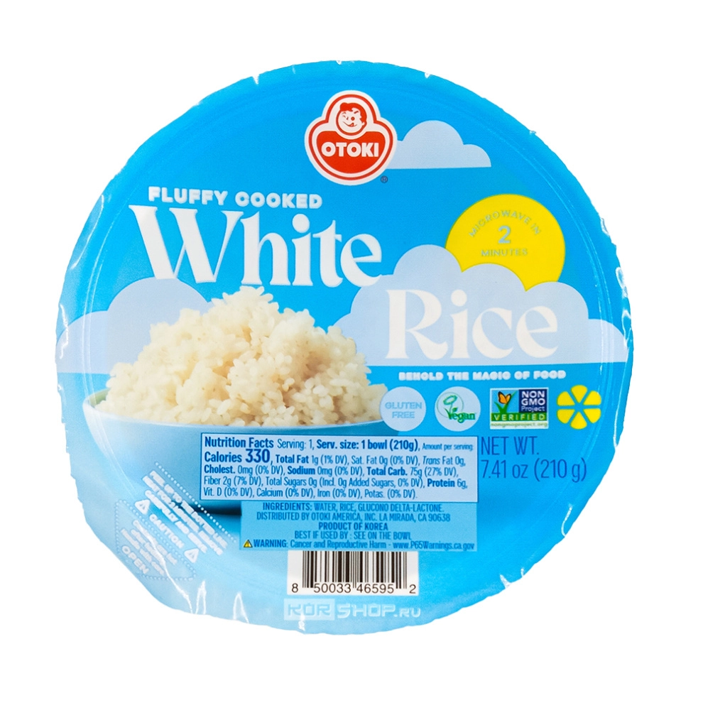 Готовый белый рис Fluffy Cooked White Rice Otoki (Ottogi), Корея, 210 г