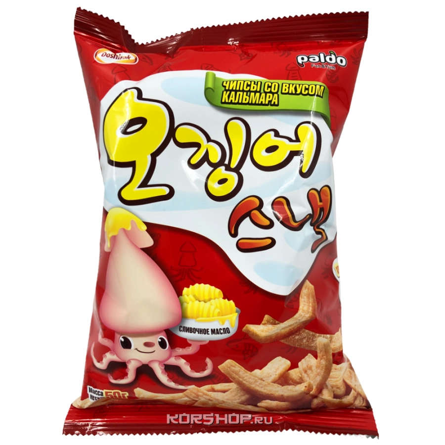 Чипсы со вкусом кальмара Doshirak Paldo, Корея, 50 г Чипсы со вкусом кальмара Doshirak Paldo, Корея, 50 г