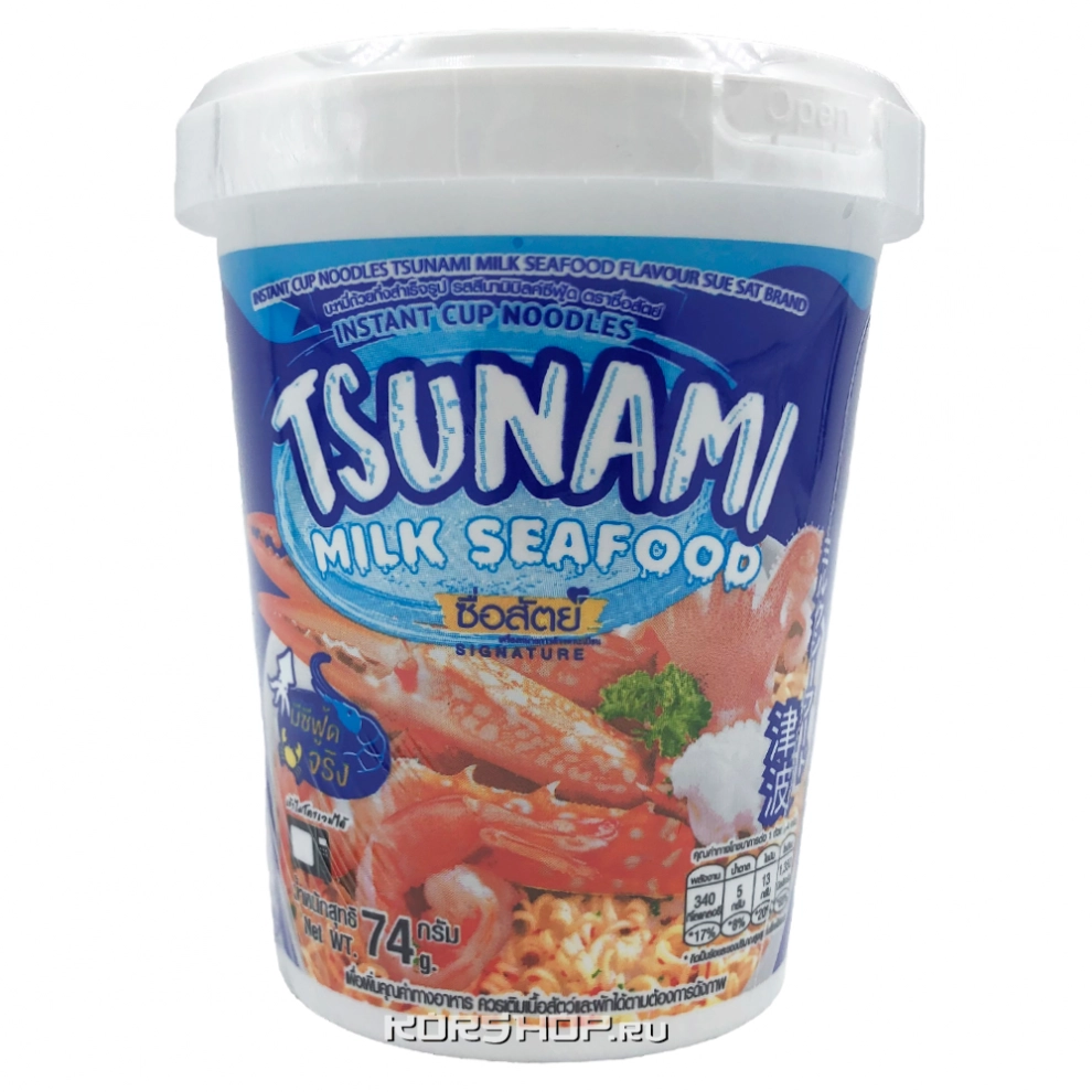 Лапша б/п со вкусом морепродуктов в сливочном соусе Tsunami Milk Sea Food Sue Sat, Таиланд, 74 г