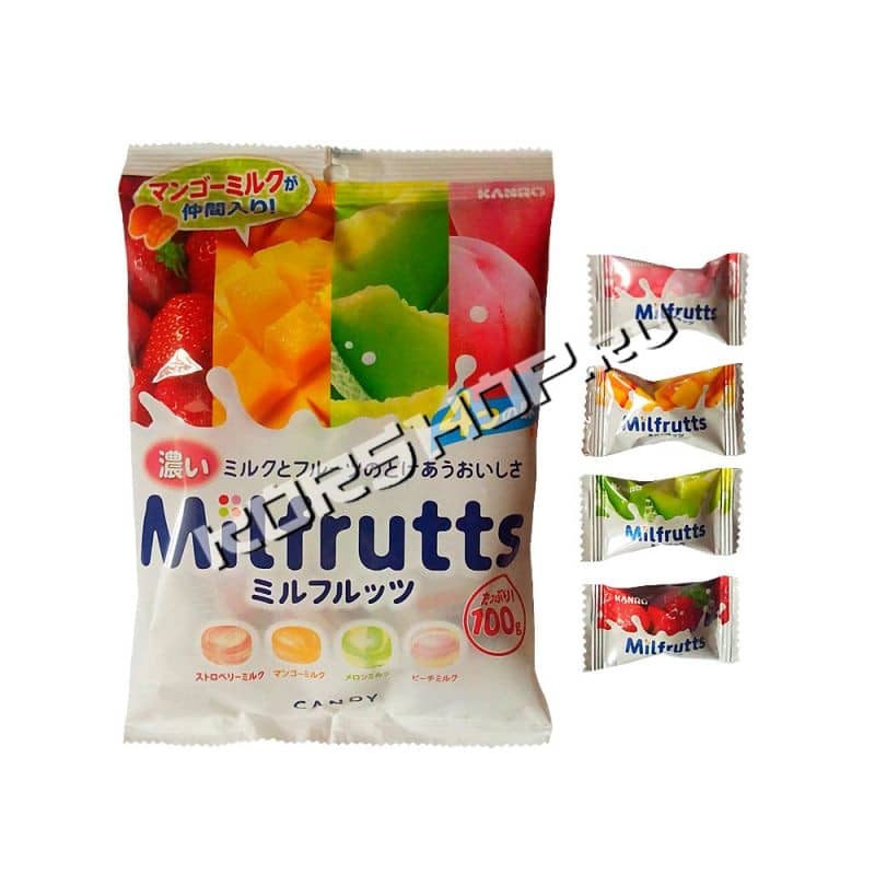 Леденцовая карамель Фруктовое молоко (манго, клубника, персик, дыня), Япония 100 г