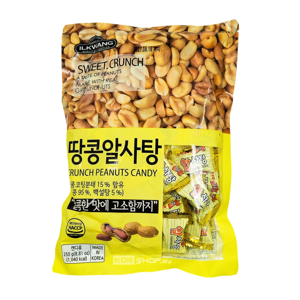 Леденцовая карамель со вкусом арахиса Peanuts Crunch Candy Ilkwang, Корея, 250 г Леденцовая карамель со вкусом арахиса Peanuts Crunch Candy Ilkwang, Корея, 250 г