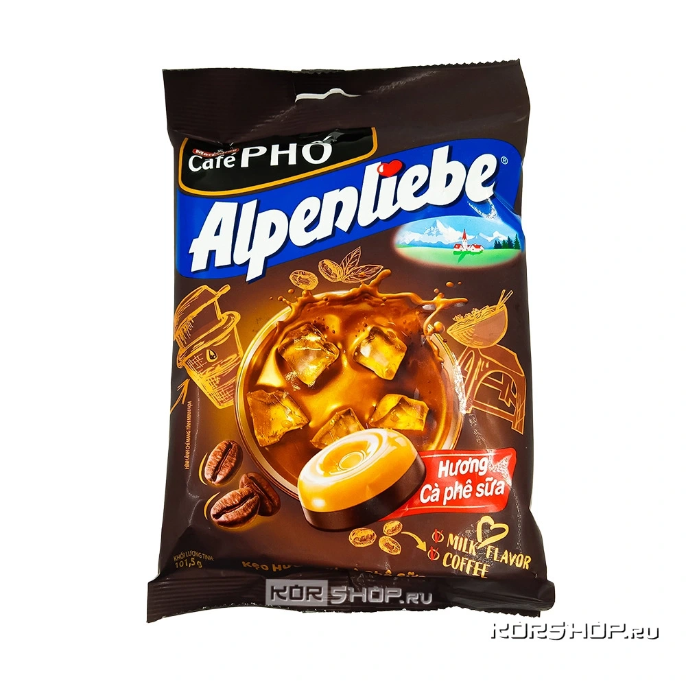 Леденцовая карамель со вкусом холодного кофе с молоком Alpenliebe, Вьетнам, 101,5 г