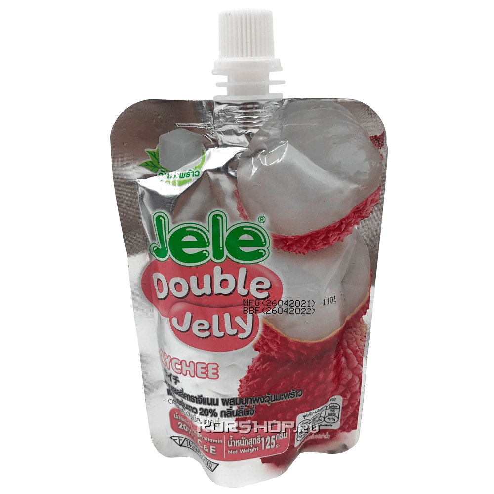 Питьевое желе со вкусом личи с мякотью кокоса Double Jelly Jele, Таиланд, 125 мл Питьевое желе со вкусом личи с мякотью кокоса Double Jelly Jele, Таиланд, 125 мл