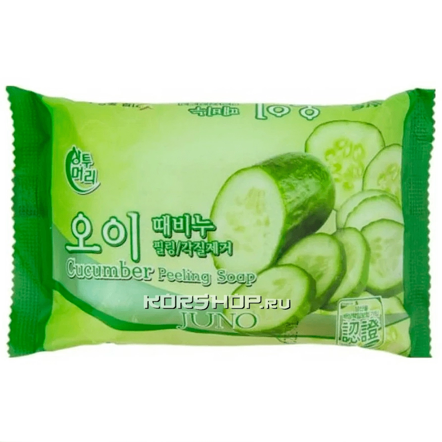 Туалетное мыло с огурцом Juno, Корея, 150 г Туалетное мыло с огурцом Juno, Корея, 150 г