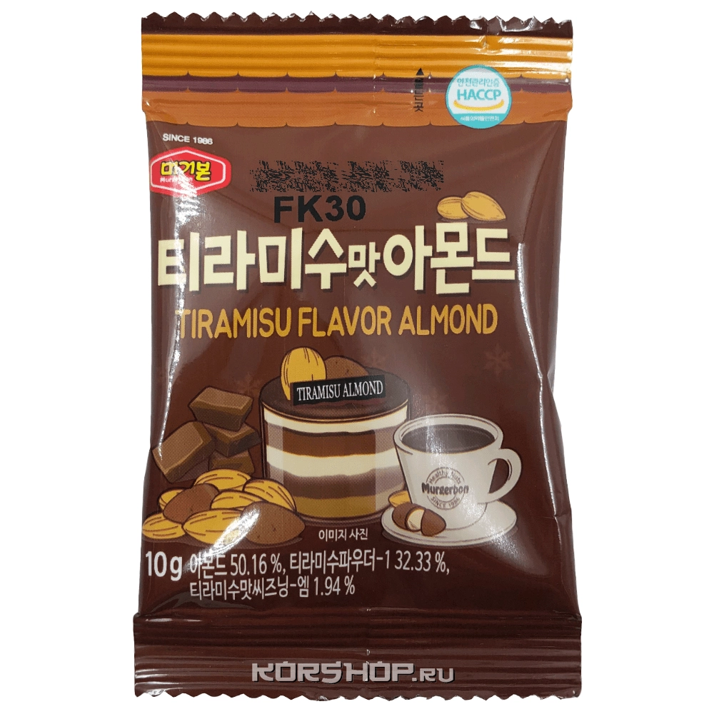 Обжаренный миндаль со вкусом тирамису Murgerbon, Корея, 10 г