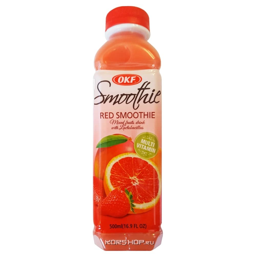 Витаминный напиток с лактобактериями Смузи Smoothie Red OKF (клубника, грейпфрут, манго), Корея, 500 мл