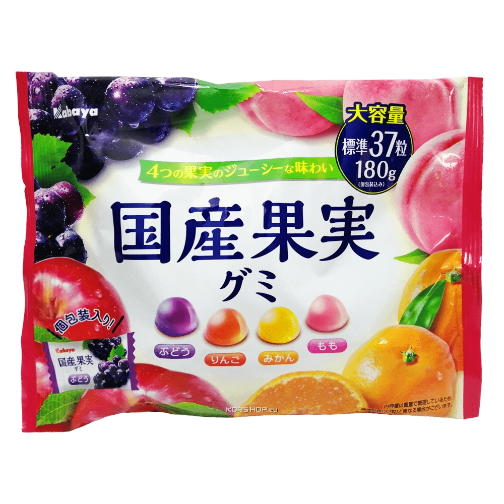 Жевательный мармелад Фруктовый Микс 4 вкуса Kabaya, Япония, 180 г.