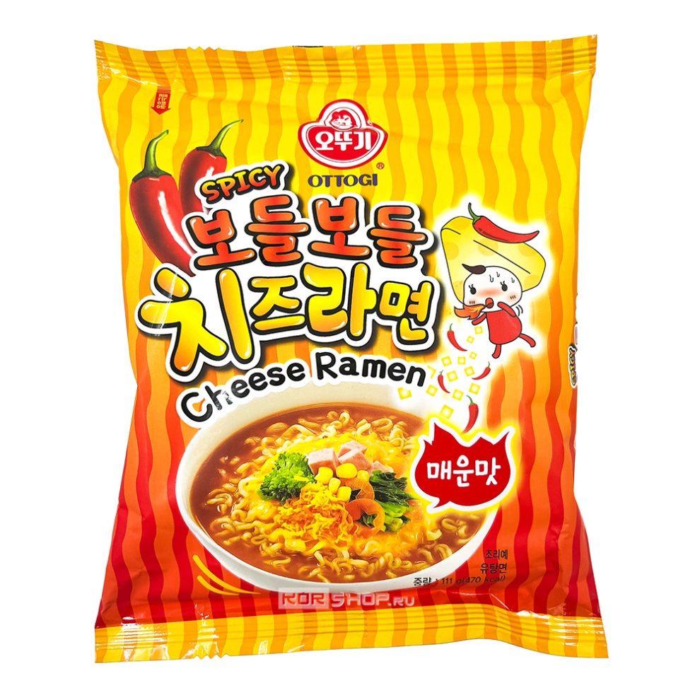 Лапша б/п нежный рамен со вкусом сыра острый Cheese Ramen Spicy Ottogi, Корея, 111 г