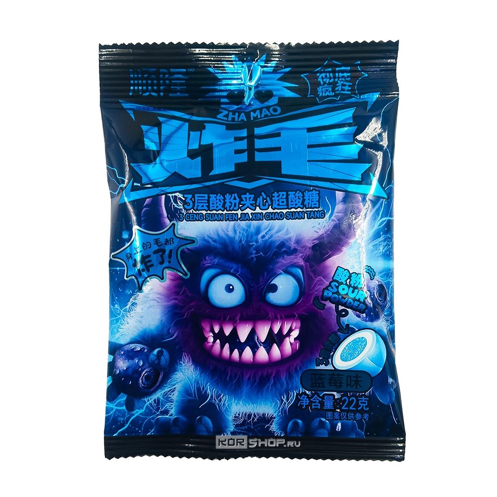 Суперкислые трехслойные конфеты со вкусом черники Shun Long Food, Китай, 22 г Суперкислые трехслойные конфеты со вкусом черники Shun Long Food, Китай, 22 г