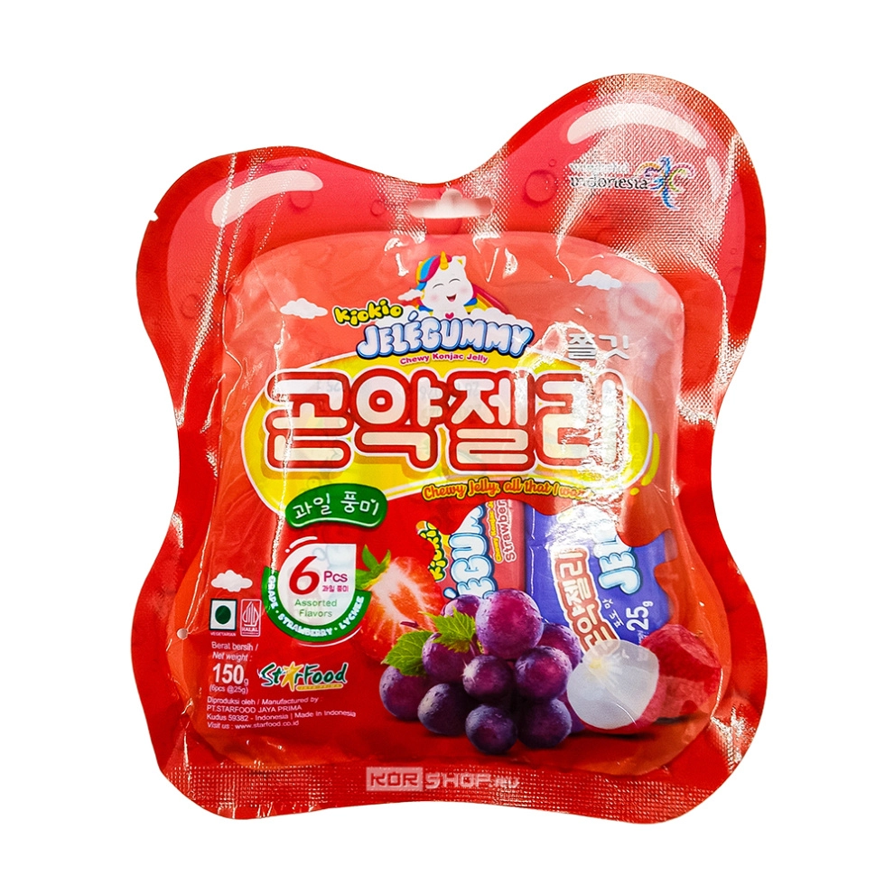Желе жевательное конняку со вкусами клубники, личи, винограда (Red Pack) JeleGummy KioKio Star Food, Индонезия, 150 г Желе жевательное конняку со вкусами клубники, личи, винограда (Red Pack) JeleGummy KioKio Star Food, Индонезия, 150 г