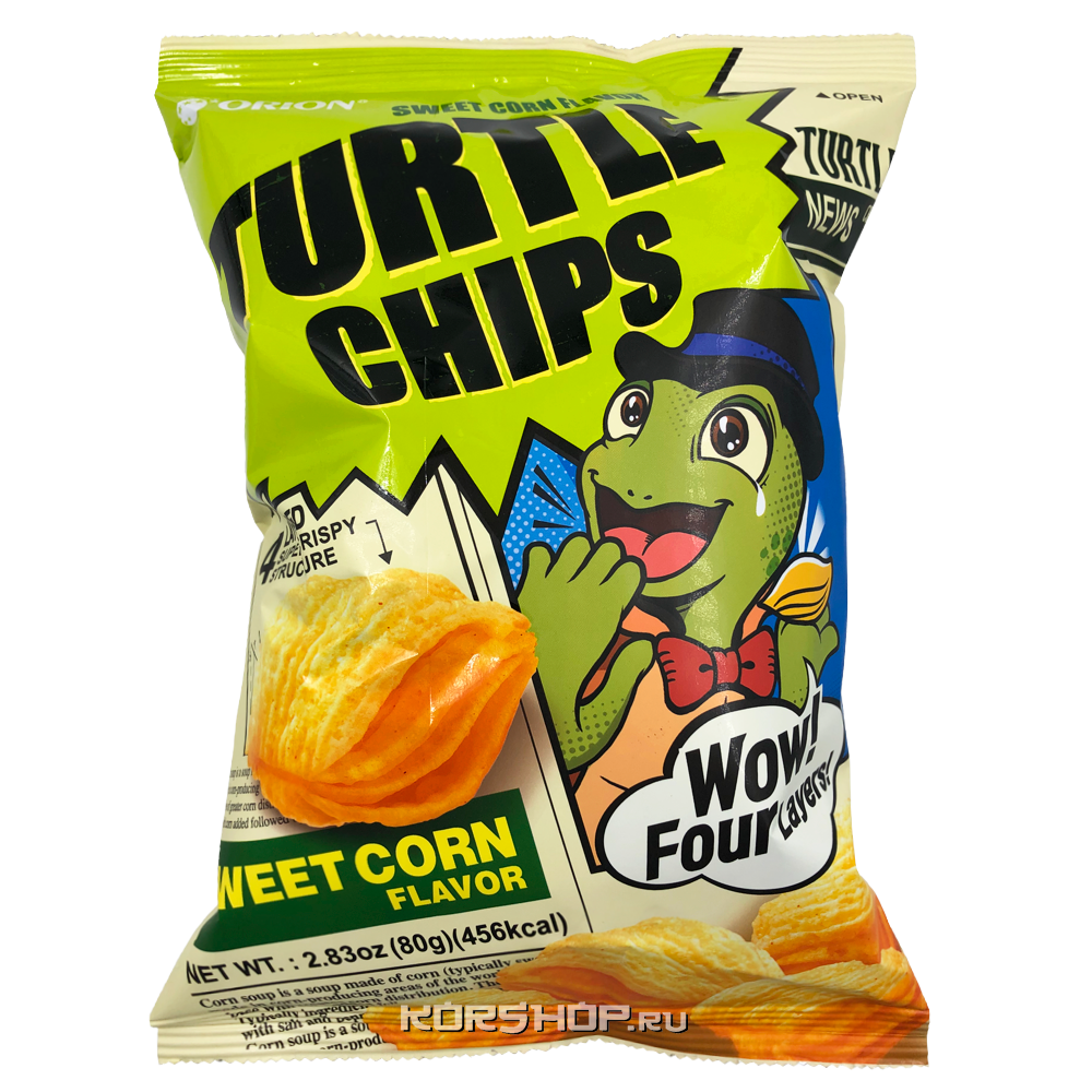 Снэки со вкусом сладкой кукурузы Turtle Chips Orion, 80 г