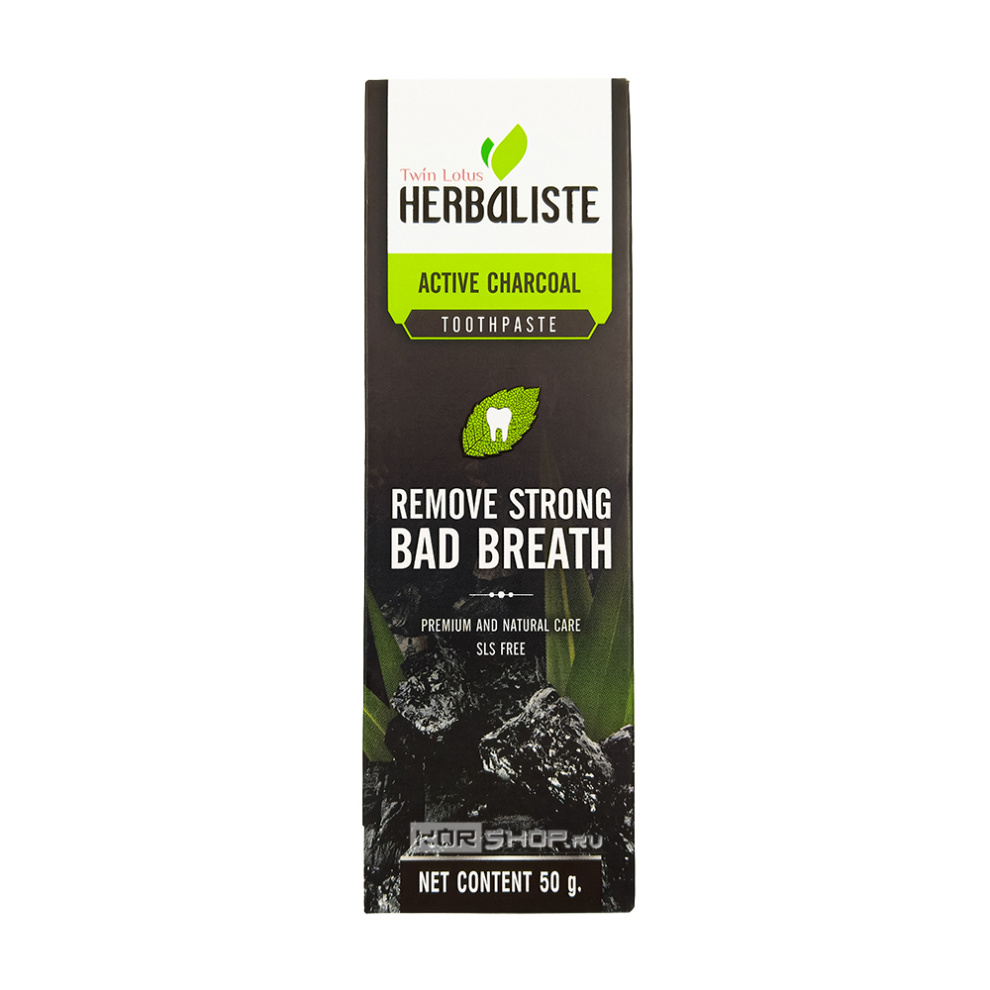 Зубная паста с углем Herbaliste Active Charcoal Toothpaste Twin Lotus, Таиланд, 50 г