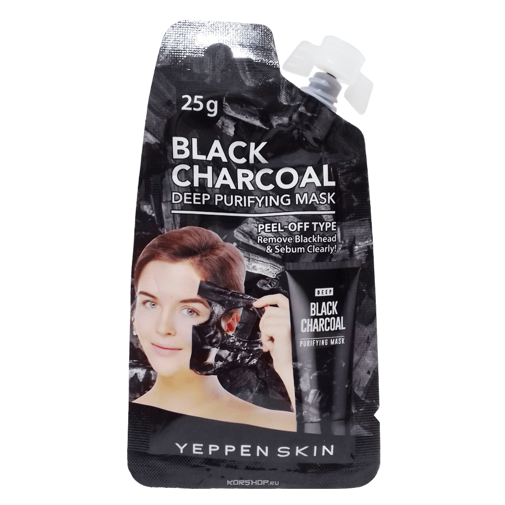 Глубоко очищающая маска для лица с древесным углем Yeppen Skin Dermal, Корея, 25 г