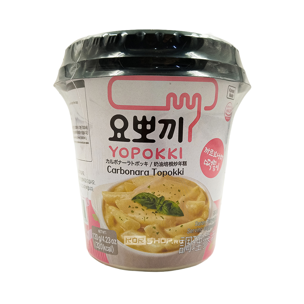 Рисовые клецки токпокки с соусом карбонара (Carbonara Topokki) Yopokki, Корея, 120 г