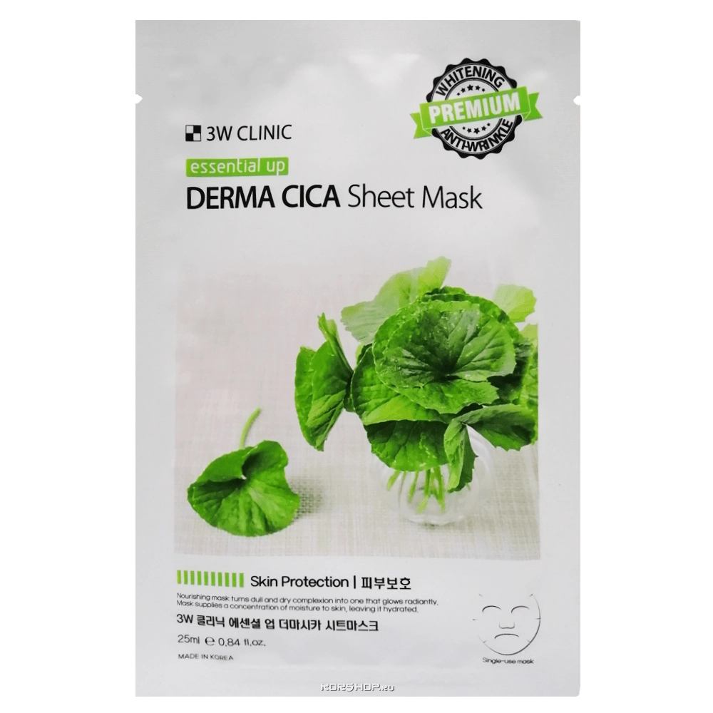 Маска для лица с экстрактом центеллы Essential Up Sheet Mask 3W Clinic, Корея, 25 мл