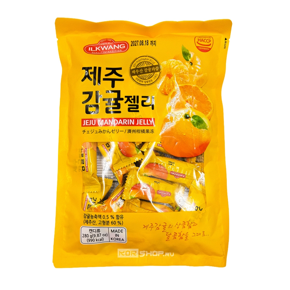 Желейные конфеты со вкусом мандарина Jeju Mandarin Jelly Ilkwang, Корея, 280 г