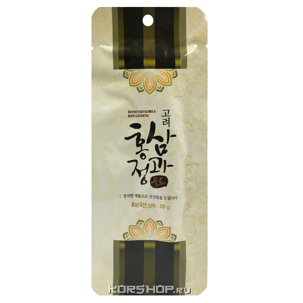 Медовые цукаты с красным корейским женьшенем (корни тэдон 4 года), Корея, 20 г