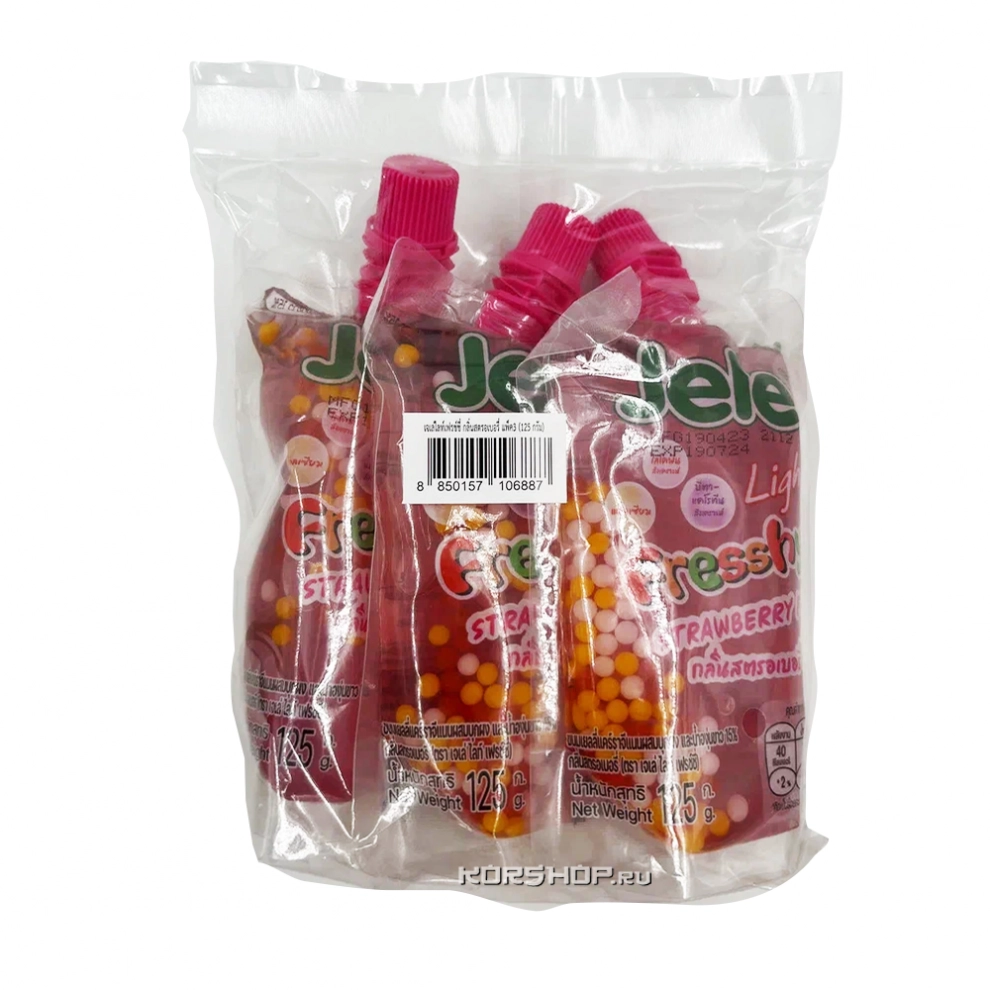 Желе освежающее со вкусом клубники Jele, Таиланд, 3 x 125 г Желе освежающее со вкусом клубники Jele, Таиланд, 3 x 125 г