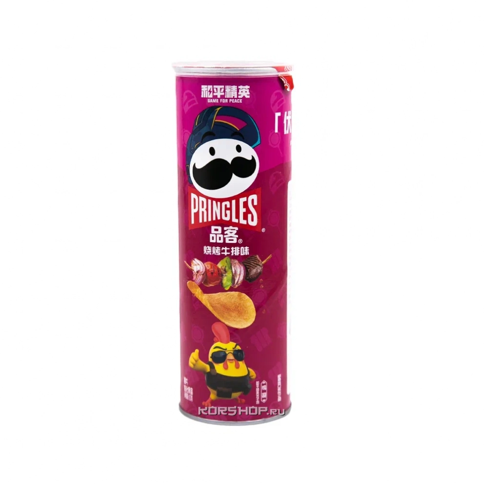 Чипсы со вкусом стейка барбекю Pringles, Китай, 110 г Чипсы со вкусом стейка барбекю Pringles, Китай, 110 г