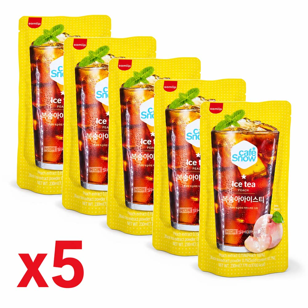 Набор (5 уп. по 230 мл) Напиток б/а «Холодный чай со вкусом персика» (Ice Tea Peach) Самлип / Samlip, Корея, 230 мл х 5 шт.