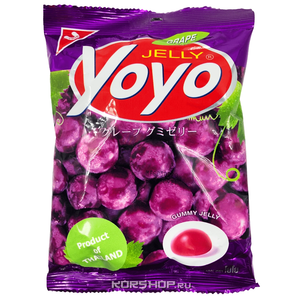 Желейные конфеты с фруктовым соком Виноград YoYo, Таиланд, 80 г Желейные конфеты с фруктовым соком Виноград YoYo, Таиланд, 80 г
