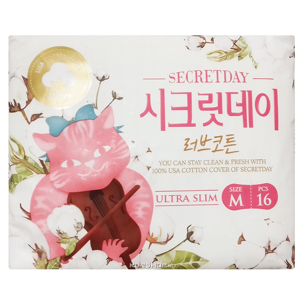 Ультратонкие дышащие прокладки SecretDay Love 24,5 см (16 шт.), Корея Ультратонкие дышащие прокладки SecretDay Love 24,5 см (16 шт.), Корея