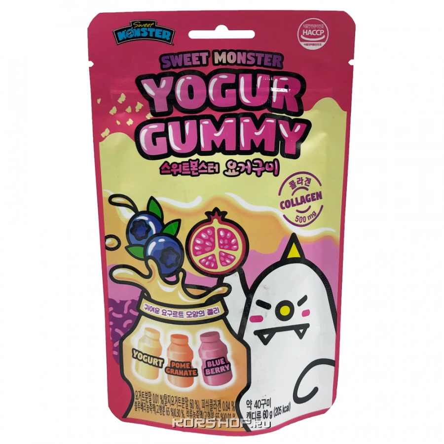 Мармеладные конфеты Йогурт, Черника, Гранат Sweet Monster Yogur Gummy, Корея, 60 г