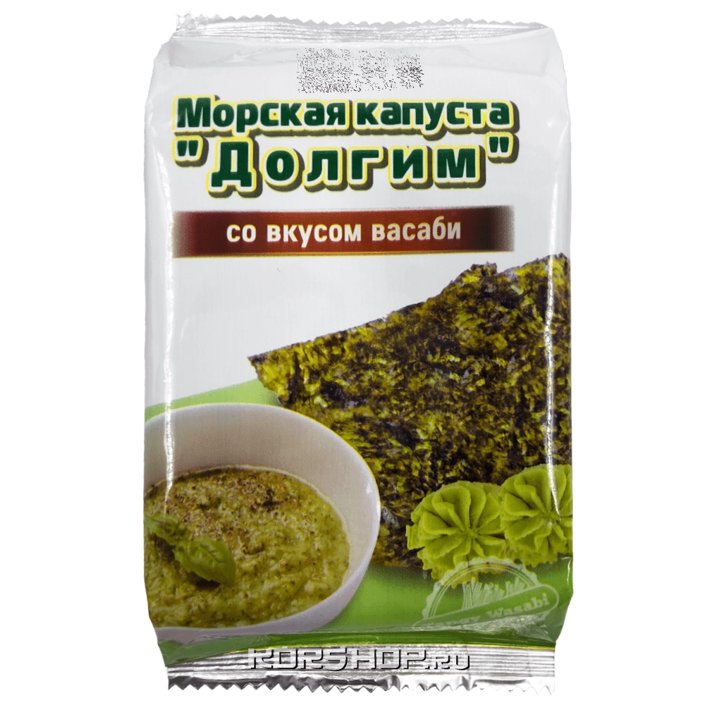 Морская капуста со вкусом васаби "Долгим", Корея, 5 г Морская капуста со вкусом васаби "Долгим", Корея, 5 г