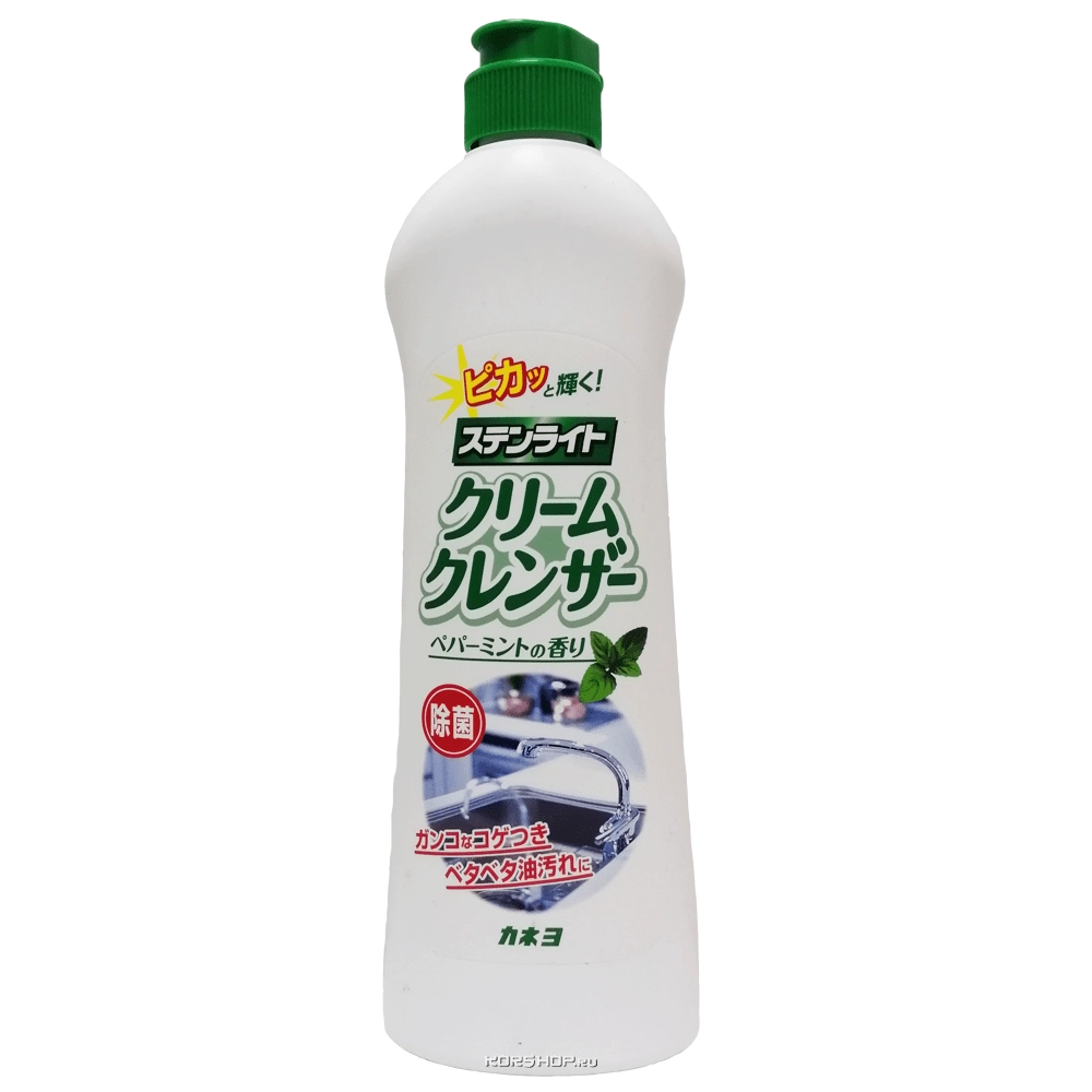 Чистящий крем для кухни с экстрактом бамбука и ароматом мяты Kaneyo, Япония, 400 г