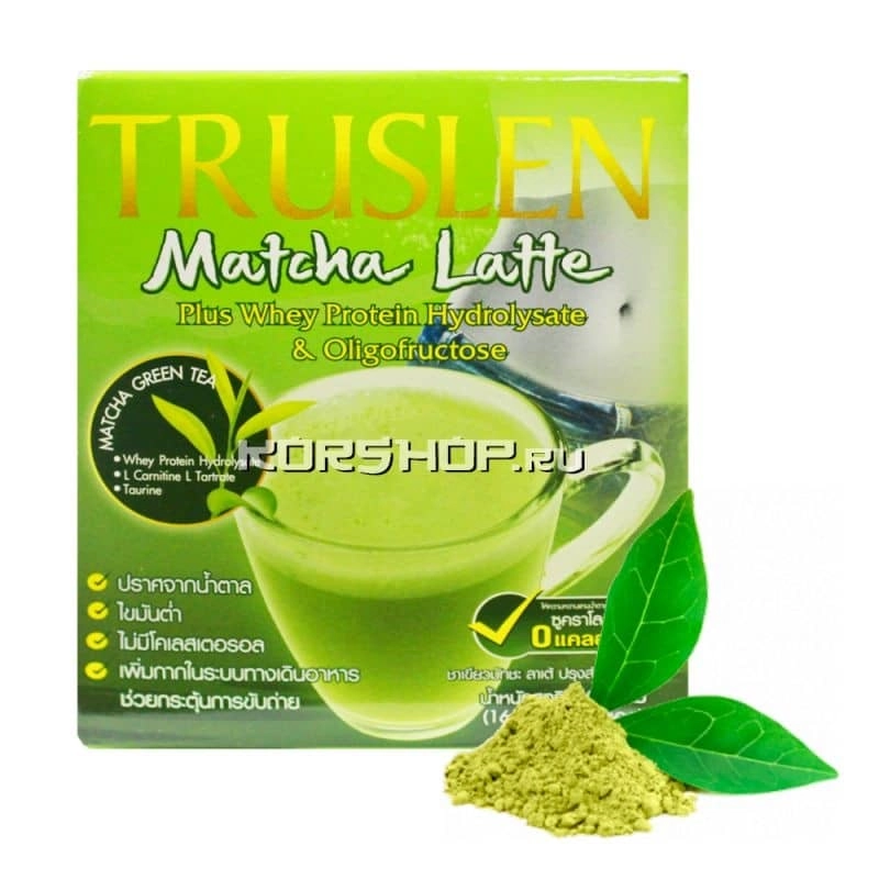 Растворимый напиток Зелёный чай Матча Латте с протеинами Truslen Matcha Latte, Таиланд, 160 г (10 шт. х 16 г)