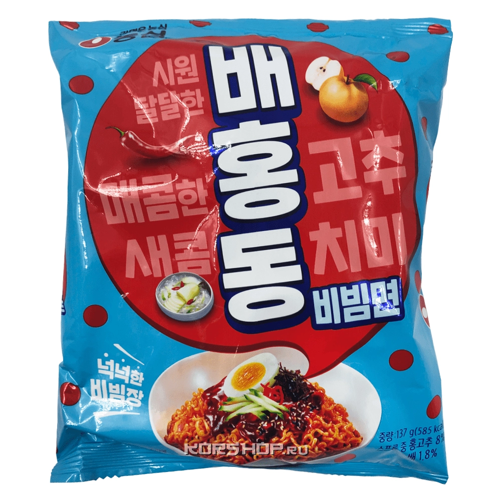 Лапша б/п в кисло-сладком пряном соусе Пибимпаб с перцем чили Bae Hong Dong Nongshim, Корея, 137 г. Лапша б/п в кисло-сладком пряном соусе Пибимпаб с перцем чили Bae Hong Dong Nongshim, Корея, 137 г.