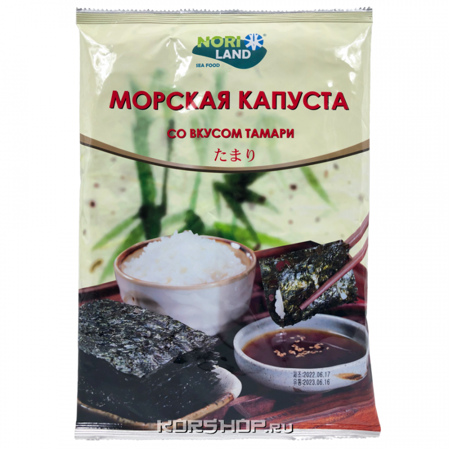 Хрустящая морская капуста со вкусом тамари Nori Land, Корея, 18 г