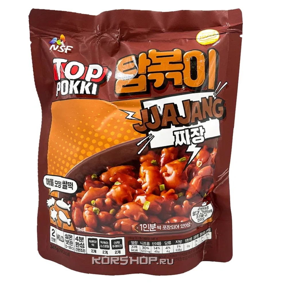 Рисовые палочки (токпокки) со вкусом соевых бобов Джаджанг (2 порции) Top Pokki NSF, Корея, 346 г