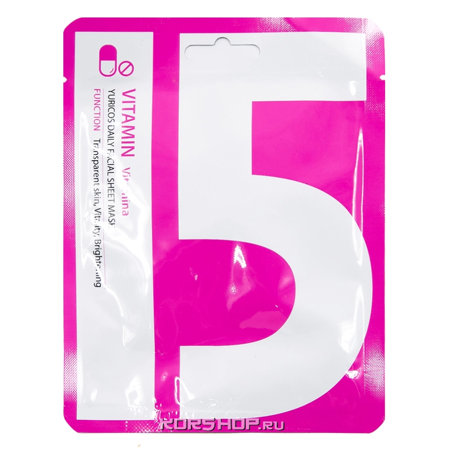 Тканевая маска для лица с витаминным комплексом Yuricos, Корея, 22 мл