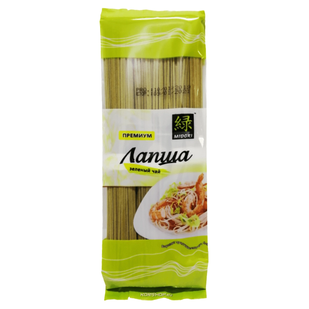 Пшеничная лапша с зеленым чаем Премиум Midori, Китай 300 г