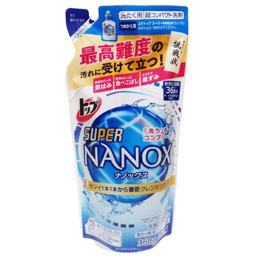 Гель для стирки TOP Super NANOX Lion (концентрат) м/у, Япония, 350 г Гель для стирки TOP Super NANOX Lion (концентрат) м/у, Япония, 350 г