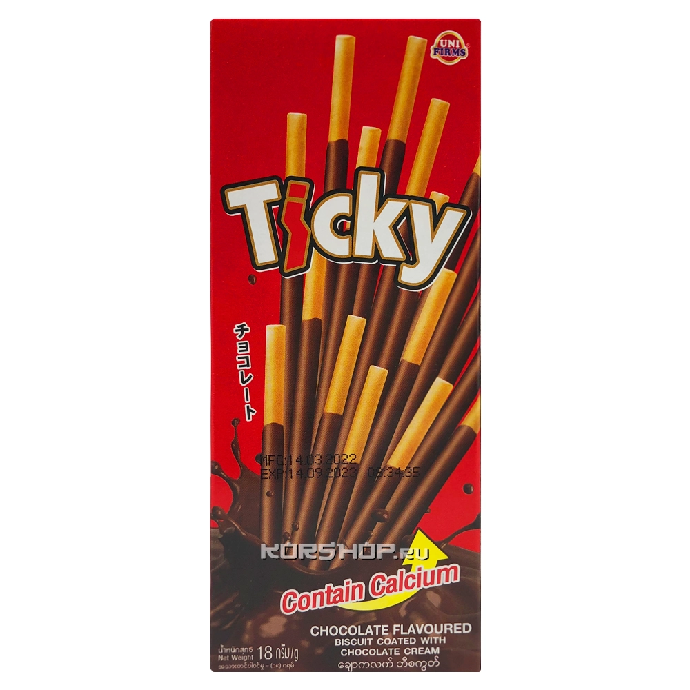 Печенье палочки в шоколадной глазури Ticky, Таиланд, 18 г Печенье палочки в шоколадной глазури Ticky, Таиланд, 18 г