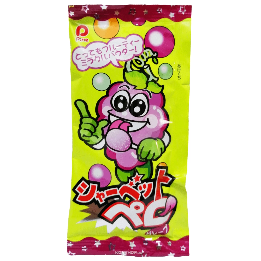 Карамель на палочке с пудрой со вкусом винограда "Щербетный язык" Pine, Япония, 12 г Карамель на палочке с пудрой со вкусом винограда "Щербетный язык" Pine, Япония, 12 г