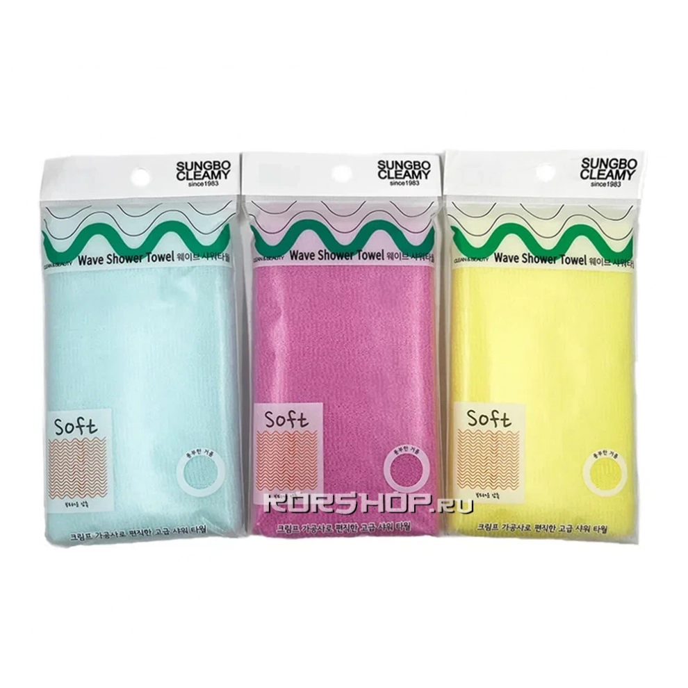 Мочалка для тела с плетением «Волна» однотонная (мягкая) размер 28 см х 100 см Sungbo Cleamy, Корея Мочалка для тела с плетением «Волна» однотонная (мягкая) размер 28 см х 100 см Sungbo Cleamy, Корея