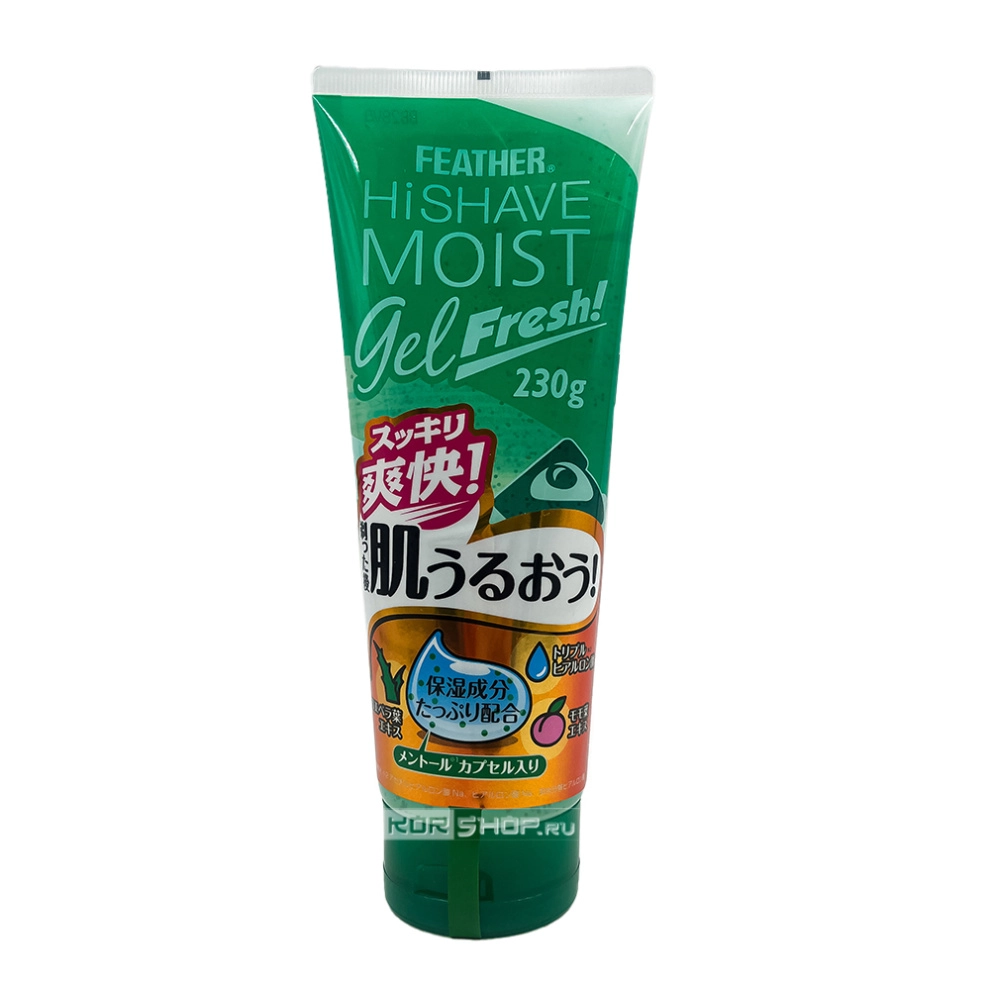 Гель для бритья увлажняющий с алоэ вера, гиалуроновой кислотой и персиком HiShave Moist Gel Fresh Feather, Япония, 230 г
