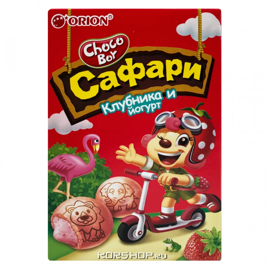 Печенье Йогурт и Клубника Сафари Choco Boy Orion, 39 г