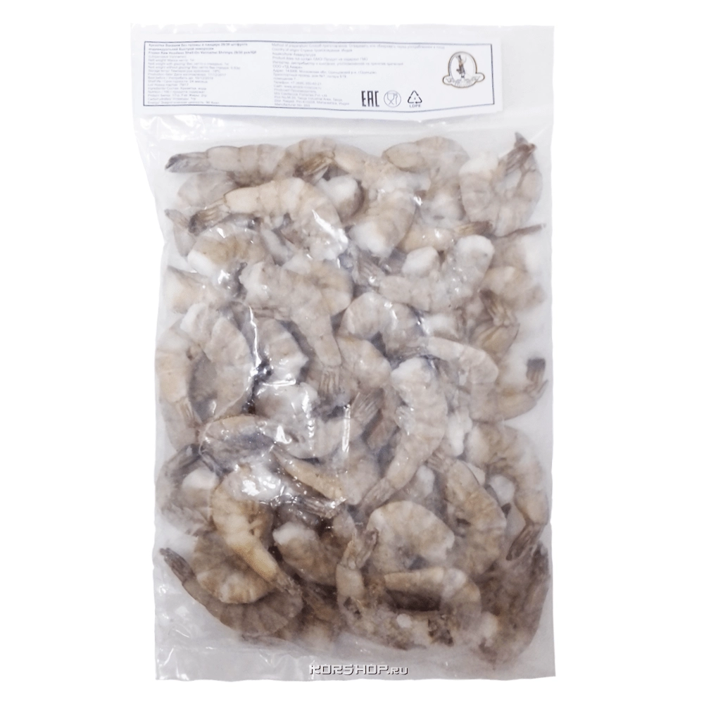 Креветки Ванамей крупные без головы в панцире 26/30, 1 кг Креветки Ванамей крупные без головы в панцире 26/30, 1 кг