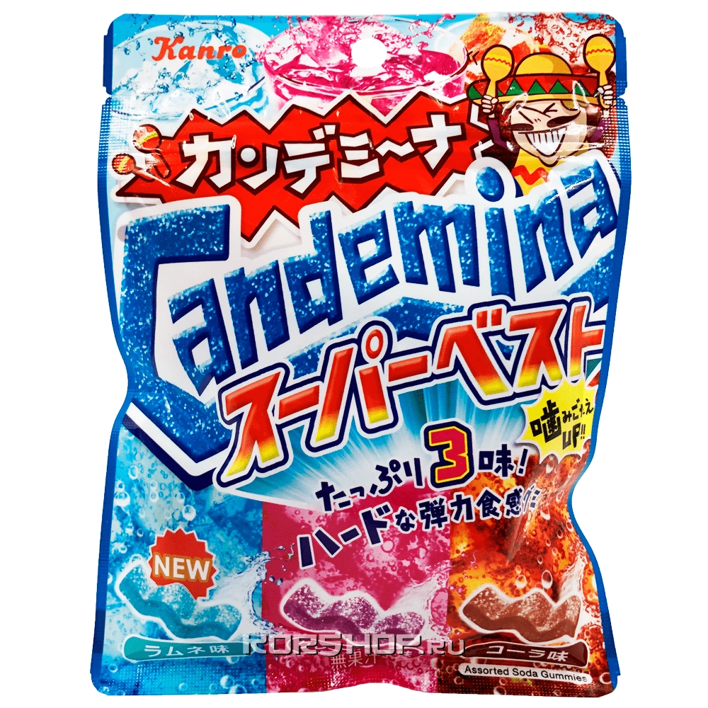 Жевательный мармелад со вкусом Колы и Содовой Candemina Kanro, Япония, 72 г Жевательный мармелад со вкусом Колы и Содовой Candemina Kanro, Япония, 72 г