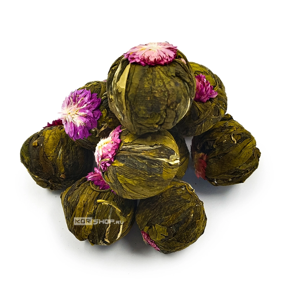 Зеленый чай связанный «Сочный персик», Китай, 5 шариков (40 - 50 г) Зеленый чай связанный «Сочный персик», Китай, 5 шариков (40 - 50 г)