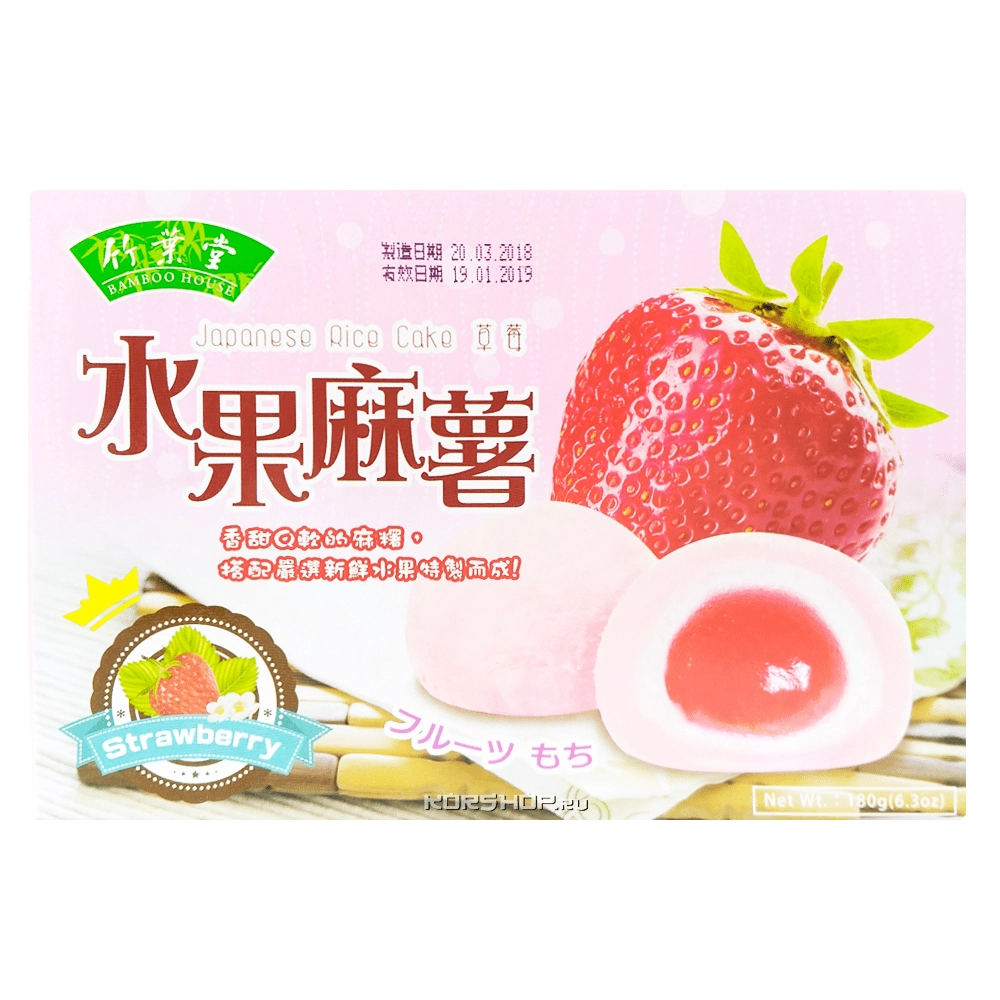 Японские моти со вкусом клубники Bamboo House, Тайвань, 180 г Японские моти со вкусом клубники Bamboo House, Тайвань, 180 г