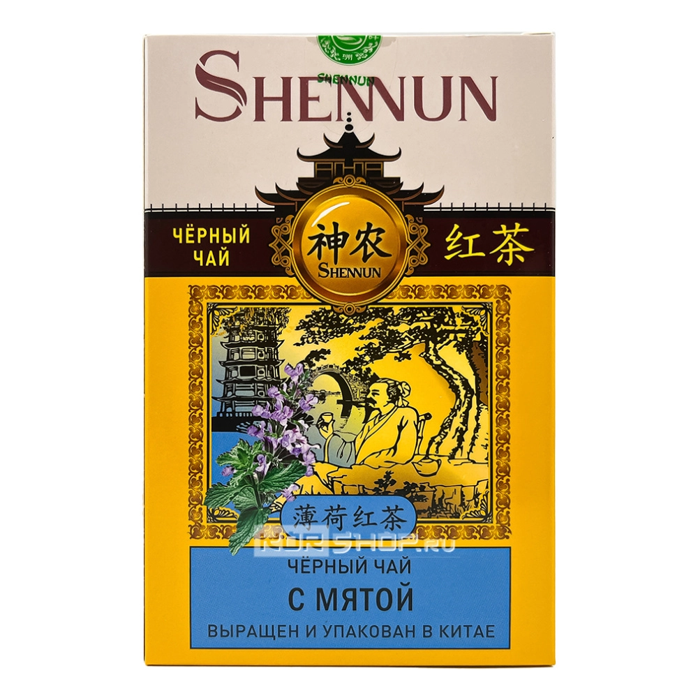 Черный чай с мятой Shennun, Китай, 100 г Черный чай с мятой Shennun, Китай, 100 г