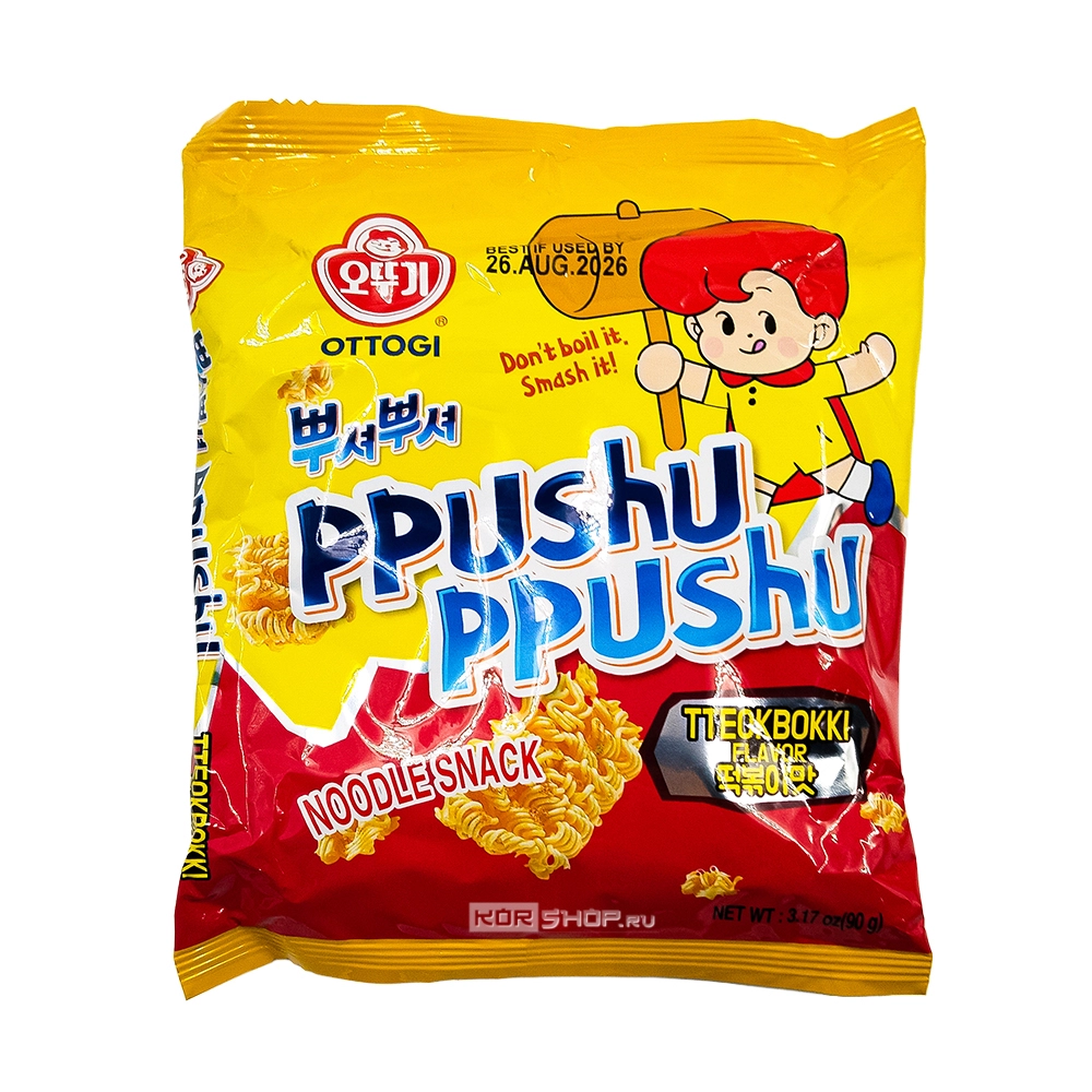 Снек из лапши со вкусом токпокки «Хрум-Хрум» Ppushu Ppushu Noodle Snack Tteokbokki Flavored Ottogi, Корея, 90 г Снек из лапши со вкусом токпокки «Хрум-Хрум» Ppushu Ppushu Noodle Snack Tteokbokki Flavored Ottogi, Корея, 90 г