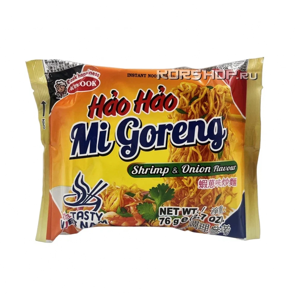Лапша б/п HAO HAO со вкусом жареной креветки с луком Acecook (пакет), Вьетнам, 76 г Лапша б/п HAO HAO со вкусом жареной креветки с луком Acecook (пакет), Вьетнам, 76 г