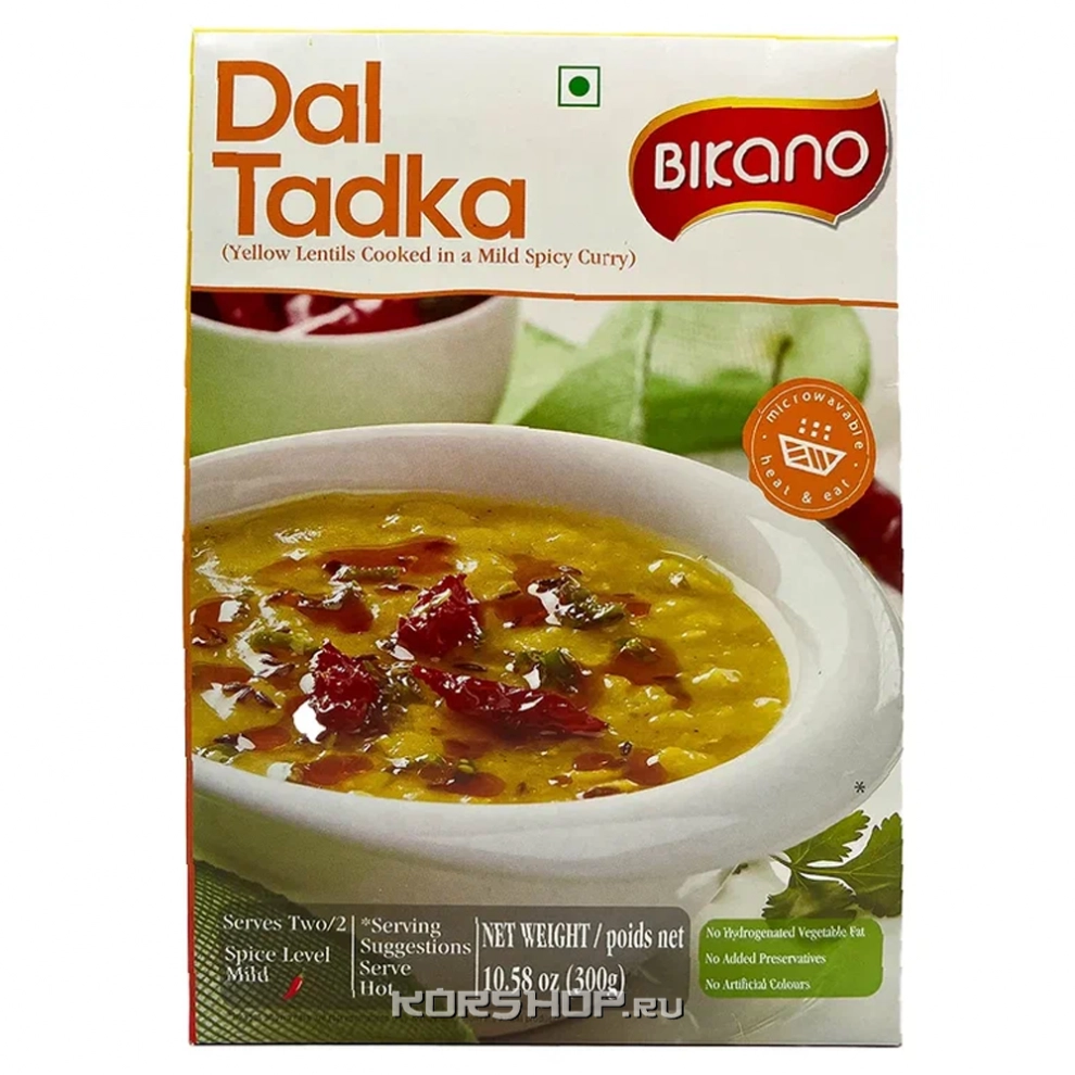 Готовое индийское блюдо Бобы в соусе карри Dal Tadka Bikano, Индия, 300 г Готовое индийское блюдо Бобы в соусе карри Dal Tadka Bikano, Индия, 300 г